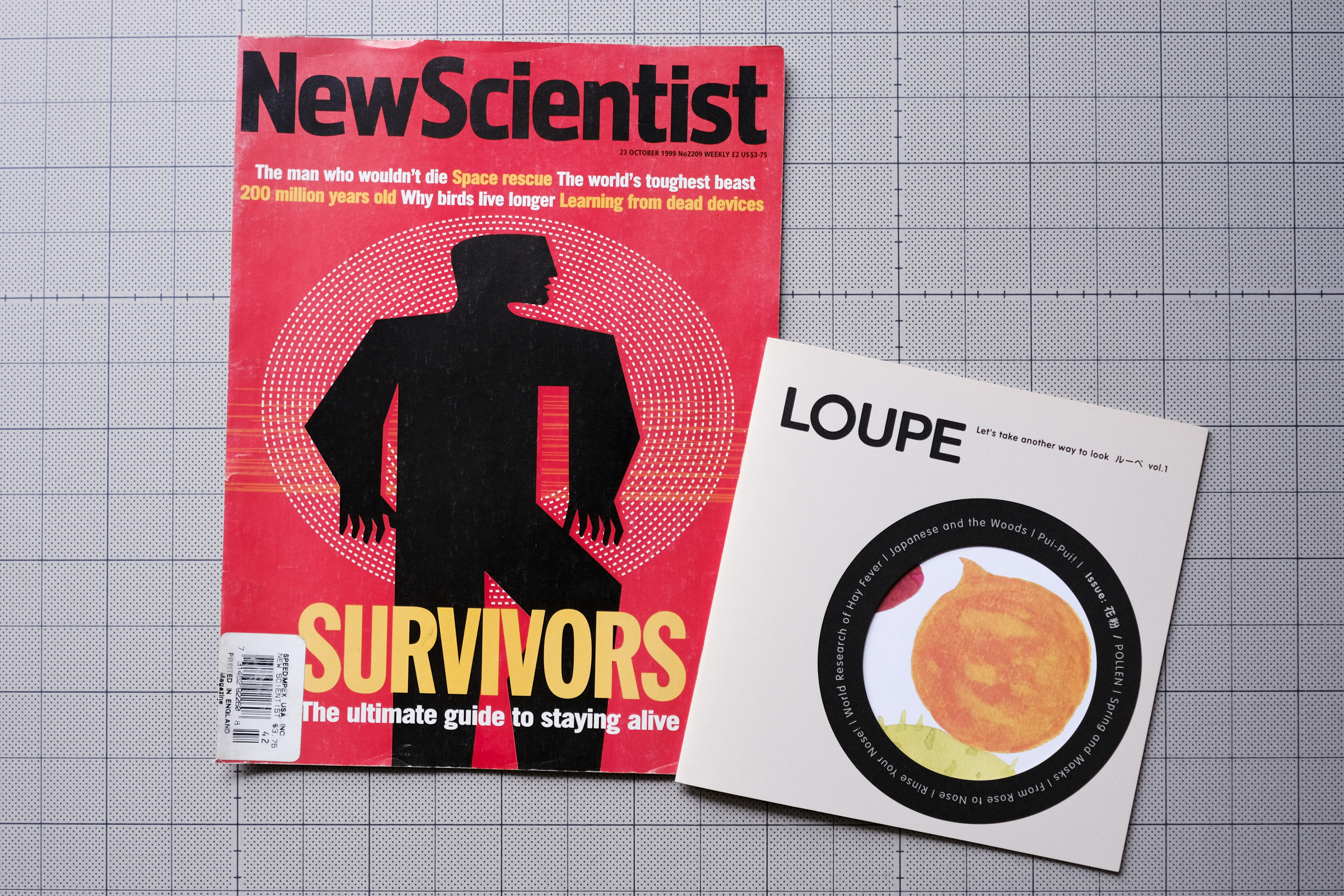 the covers of NewScientist magazine and loupe vol.1